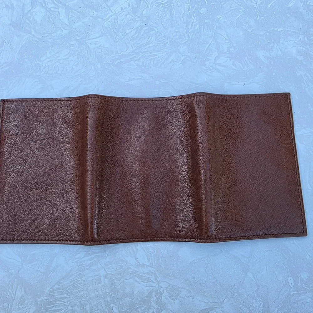 Amity Bermans Tri-Fold Billfold Wallet Brown Natural Leather Vintage USA NIB